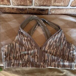 Women’s Neutral Camo Print Racerback sports Bralette - Taupe